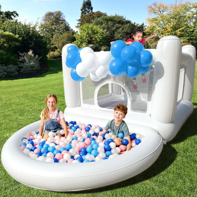 Alieencastle Inflatable Bounce House Pvc Bouncy Castle With Detachable Air Cushion Ball Pait Dry & Wet Use, Perfect For Toddlers & Kids Under 6 Years Old