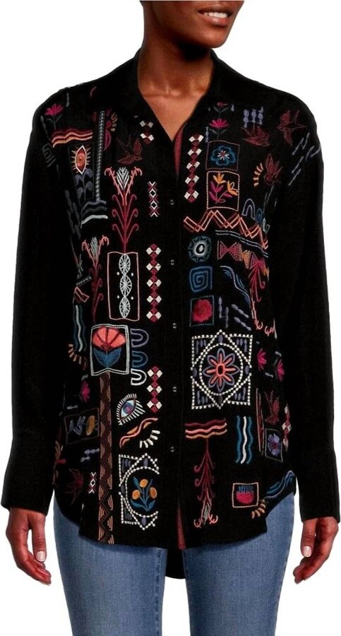 Johnny Was Campo Relaxed Overshirt In Black