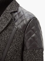 Thumbnail for your product : Junya Watanabe Vinyl-strap Patch-pocket Wool-tweed Coat - Black White