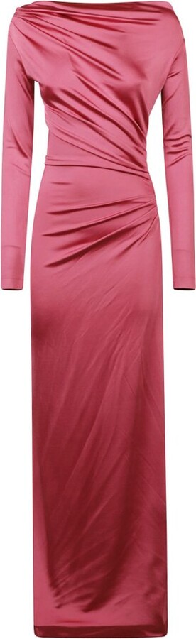 Victoria Beckham Off-Shoulder Draped Satin Gown
