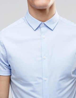 ASOS Skinny Shirt 2 Pack In White And Blue