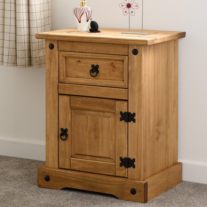 Dunelm Corona 1 Drawer & 1 Door Bedside Table, Pine Natural ShopStyle