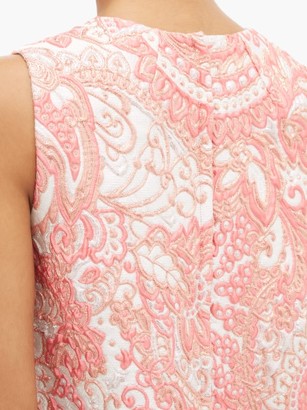 Dolce & Gabbana Floral-brocade Mini Shift Dress - Pink White
