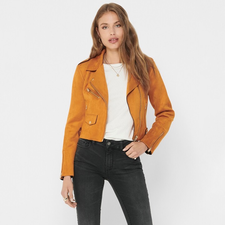 yellow faux suede jacket