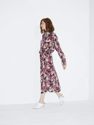 Raey Asymmetric Ditsy Floral-print Silk Dress - Womens - Pink Print