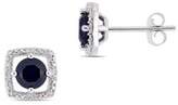 Thumbnail for your product : Concerto 10K White Gold Halo Birthstone Stud Earrings with 0.07 TCW Diamond