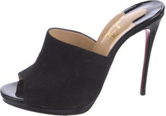 Christian Louboutin Suede Slides Black Designer
