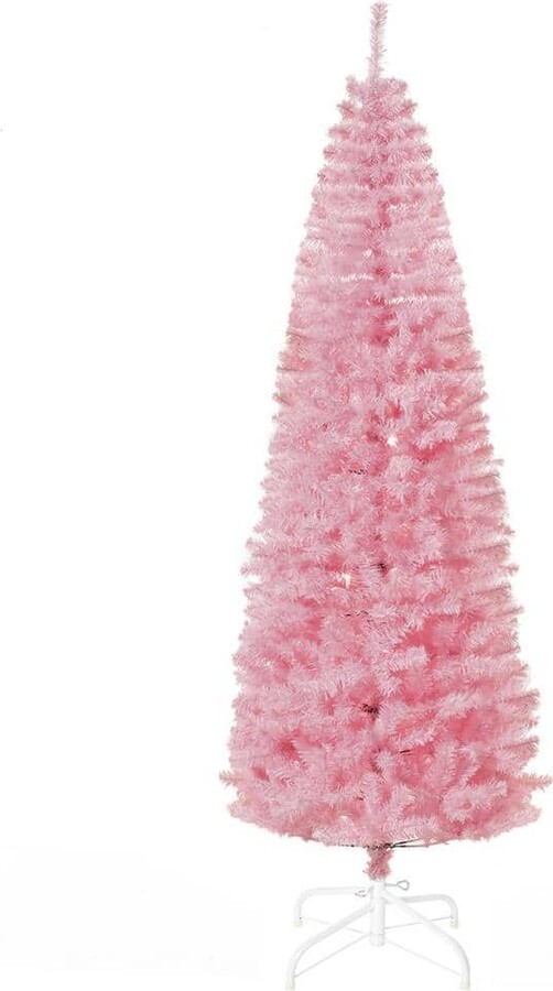 INNOBULE 7 ft. Tall Pink Unlit Slim Douglas Fir Artificial Christmas Tree with 818 Realistic Branch Tips