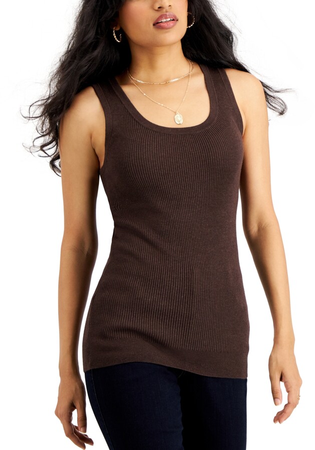 INC International Concepts Ribbed Sweater Tank Top, Created for Macy's