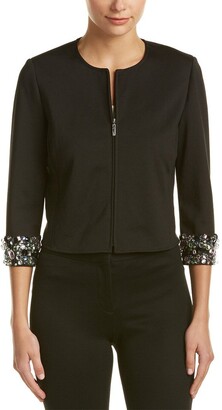 Anne Klein Women's Black Embellished Sleeve Jacket 6