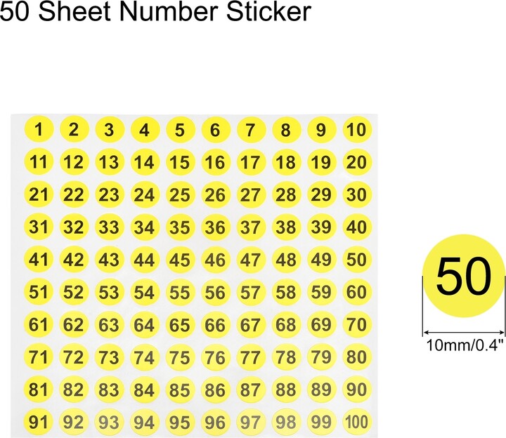 Unique Bargains Number Stickers, 1100 Round Number Labels Vinyl