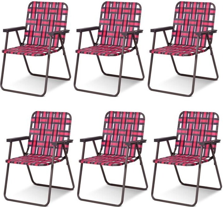 Vebreda 6 Pieces Folding Beach Chair Camping Lawn Webbing Chair