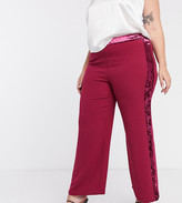 Thumbnail for your product : Simply Be velour trim pants in pink