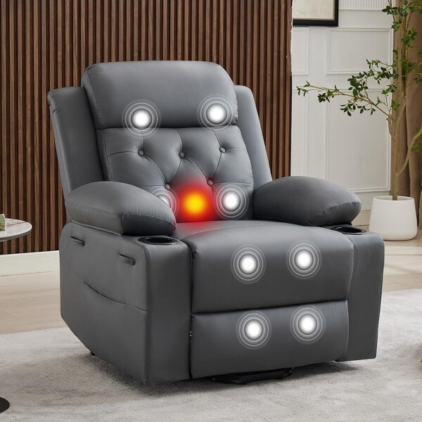 AcekoolElectricLiftReclinerChairBrownMassageHeatRecliningChairwithCupHolders&StorageforLivingRoom