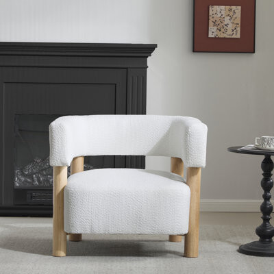 Corrigan Studio Modern Boucle Accent Chairs, Wood Frame, Cozy Home Seating