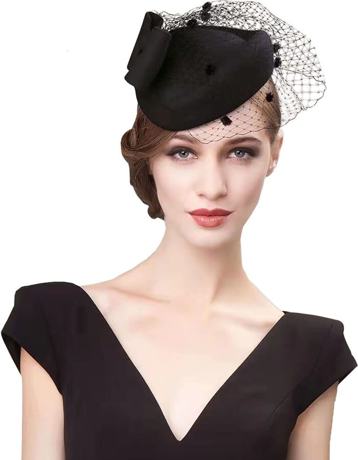 ORIDOOR British Style Pillbox Hat Women Church Derby Wedding Winter ...