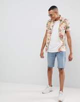 Thumbnail for your product : ASOS Design DESIGN Tall skinny floral printed shirt in off white