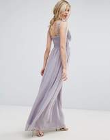 Thumbnail for your product : Club L Bridesmaid Pleated Maxi Dress With Crochet Lace Straps