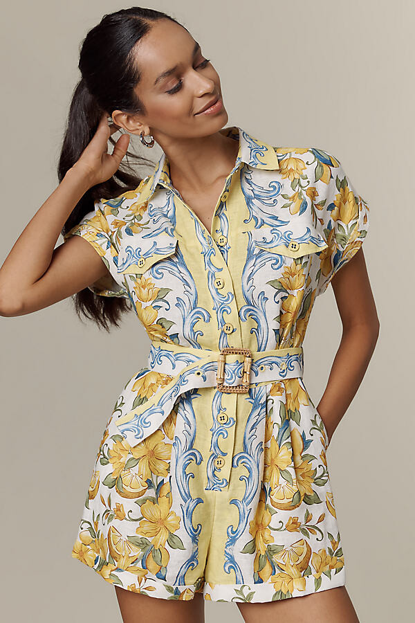 Farm Rio Sicily Linen Belted Romper