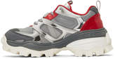 Thumbnail for your product : Juun.J Silver and Red Treaded Low-Top Sneakers