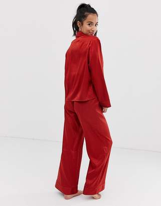 ASOS Petite DESIGN Petite jacquard pyjama jacket & pant set
