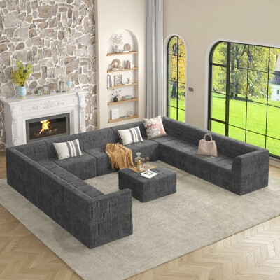 House On Tree U Shape Modular Sectional Sofa, Minimalist Modular Sectional Sofa Set