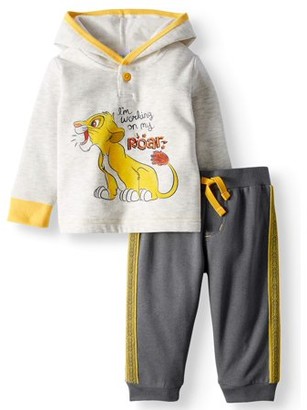 Lion King Long Pullover Hoodie Top & Jogger Pants, 2pc Outfit Set (Baby Boys)