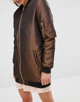 Thumbnail for your product : Missguided Longline Padded Bomber Jacket