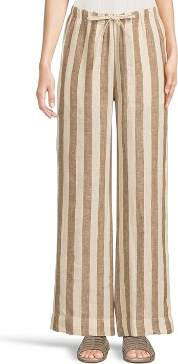Faherty Palma Linen Drawstring Pants Women's Clothing Cocoa Beach Stripe : MD 31