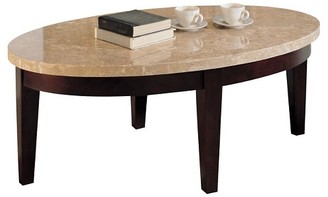 Acme ACME Britney Coffee Table White Marble & Walnut
