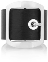 Thumbnail for your product : Givenchy Ring in black leather and palladium-tone brass