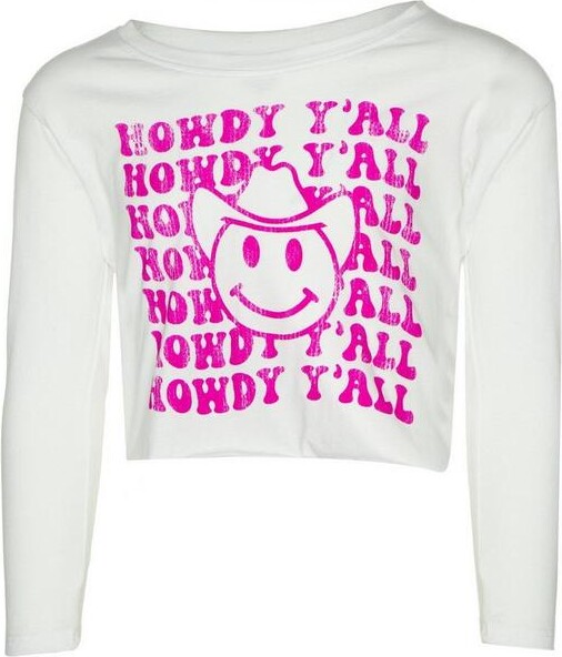 PRINCE PETER COLLECTION Girls' Howdy Y'all Long Sleeve T-Shirt Large White