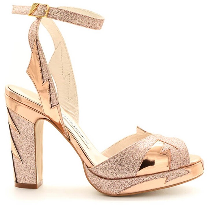 rose gold platform block heels