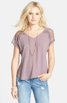 Thumbnail for your product : Lush Lace Shoulder Tee (Juniors)