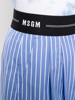 MSGM Logo-Waistband Striped Shorts