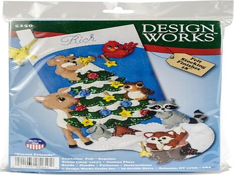 Designworks Design Works Felt Stocking Applique Kit 18 Long - Woodland Friends
