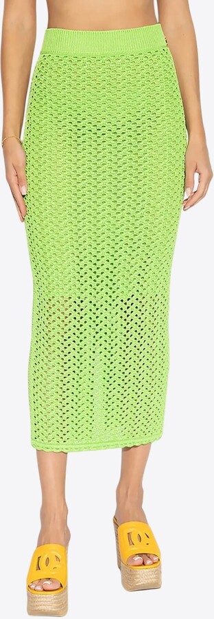 Dolce & Gabbana High-Waist Crochet Knit Midi Skirt
