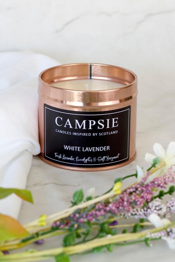 CAMPSIE Candles White Lavender Rose Gold Candle Tin ShopStyle