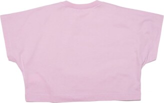 N°21 N21t170f T-shirt Pinkcropped Jersey T-shirt With Logo