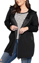Thumbnail for your product : CURVYTURE Satin Trim Zip Front Long Hoodie