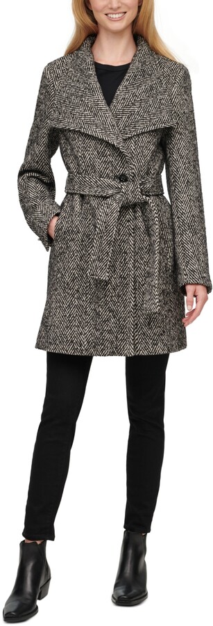 Calvin Klein Women's Petite Asymmetrical Belted Wrap Coat, Created for  Macy's - ShopStyle
