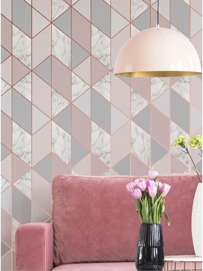 Sublime Marble Blush Geo Wallpaper ShopStyle