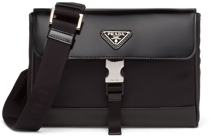 Leather Messenger Bag in Black - Prada