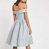 Thumbnail for your product : River Island Chi Chi London blue bardot neck prom dress