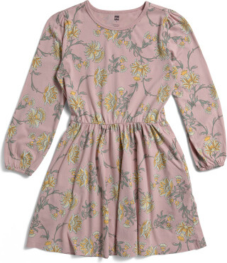 TJMAXX Girls Floral Blouson Sleeve Pocket Dress, Cotton