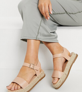 Truffle Collection Wide Fit cross strap flatform espadrille sandals in  beige - ShopStyle