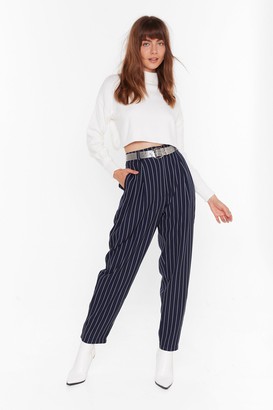 navy pinstripe pants womens