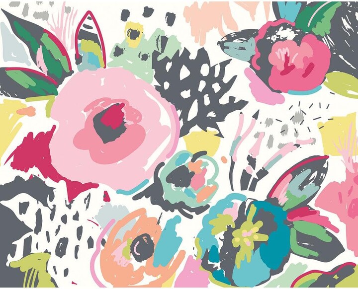 Origin Vibrant Abstract Flowers Wall Mural