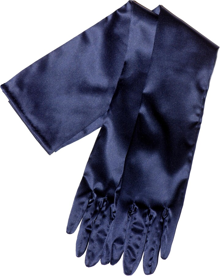 Deep Blue Silk Gloves, Opera Length Boudoir Bespoke Formal Customizable Gloves, Evening Ladies Long Gloves