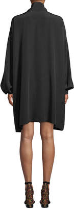 Diane von Furstenberg Jessamine Lace-Up Silk Long-Sleeve Short Dress